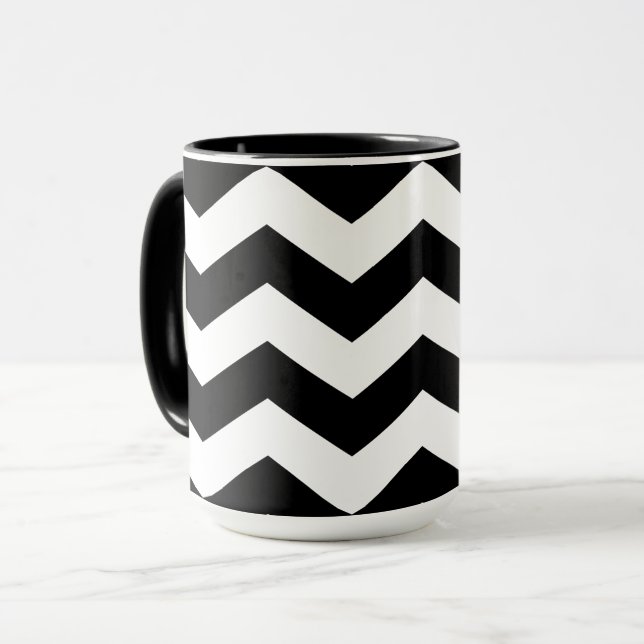 Zigzag Zickzack Schwarz/Weiß Tasse (Vorderseite Links)