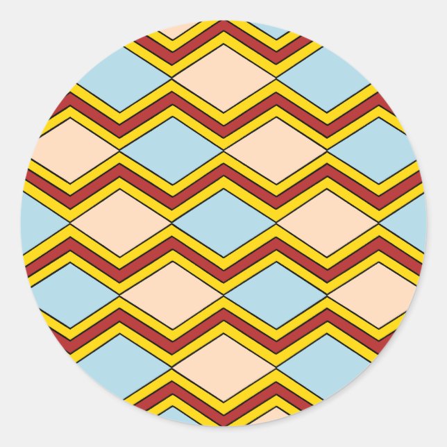 Zigzags und Diamonds Abstrakte Kunst Runder Aufkleber (Vorderseite)