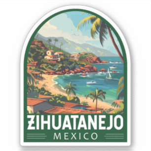 Zihuatanejo Mexico Reise Kunst Vintage Aufkleber