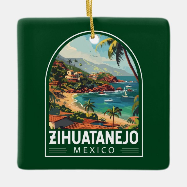 Zihuatanejo Mexico Reisen Kunst Vintag Keramikornament (Vorderseite)