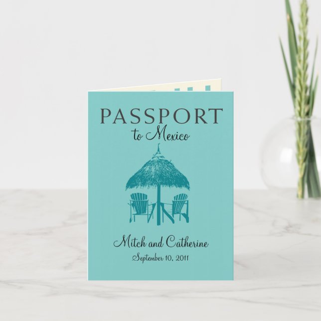 Zihuatanejo Mexique Mariage Passport Invitation (Devant)