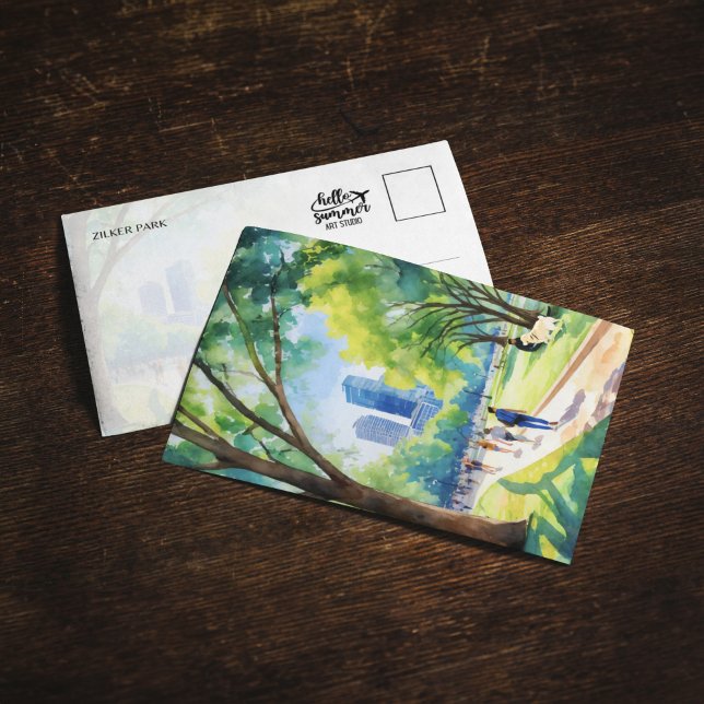 Zilker Park Austin Texas Watercolor Postcard Einladung (Von Creator hochgeladen)