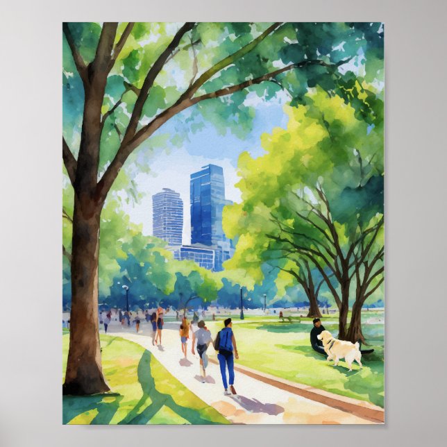 Zilker Park Austin Texas Watercolor Poster (Vorne)