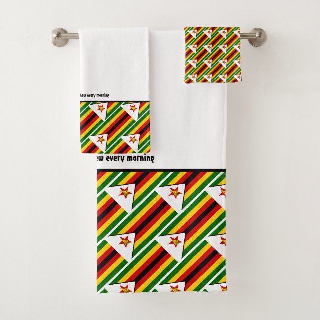 ZIMBABWE FLAG Gewohnte Schrift WEISS Badhandtuch Set (Insitu)