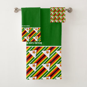 ZIMBABWE FLAG PASSENDE Schrift GRÜNE Badhandtuch Set