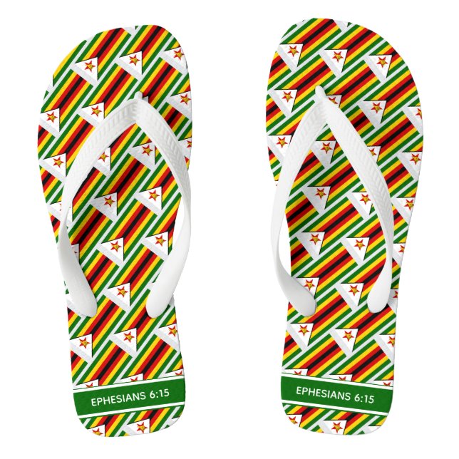 ZIMBABWE FLAG Patriotic Personalisiert simbabweisc Flip Flops (Fußbett)