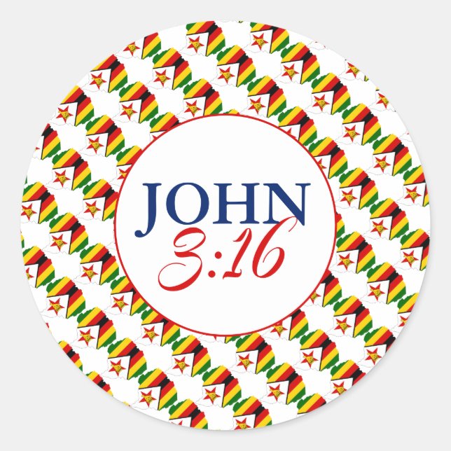 ZIMBABWE Gott so liebte die Welt Johannes 3:16 Runder Aufkleber (Vorderseite)
