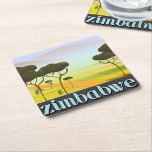 Zimbabwe Landschaft Reiseplakat Rechteckiger Pappuntersetzer