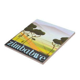 Zimbabwe-Landschaft-Reiseposter Fliese