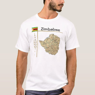 Zimbabwe Map + Drapeau + Titre T-shirt