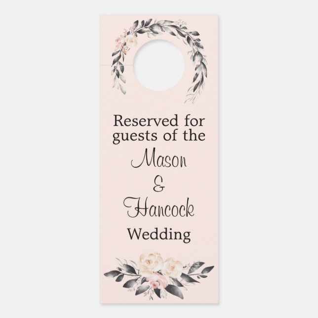 Zimmer Blush and Gray Wedding Hotel reserviert Türanhänger (Vorderseite)