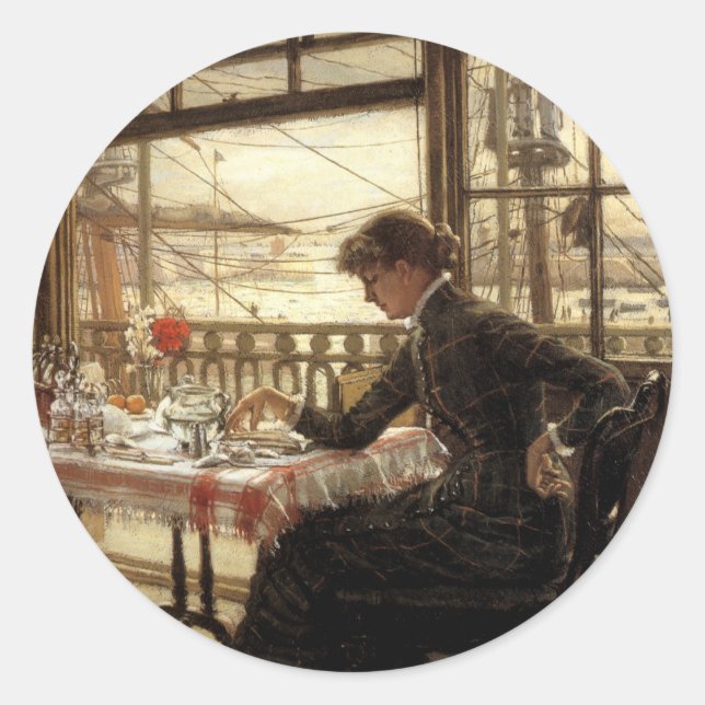 Zimmer mit Blick auf den Hafen Runder Aufkleber (Vorderseite)