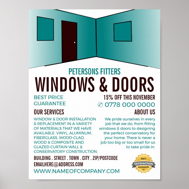 Zimmerdesign, Fenster & Türen Fitter Company Poster (Vorne)