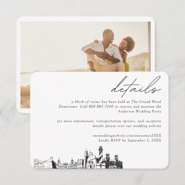 Zimmerdetails des St Augustine Wedding Hotels Begleitkarte (Vorne/Hinten)