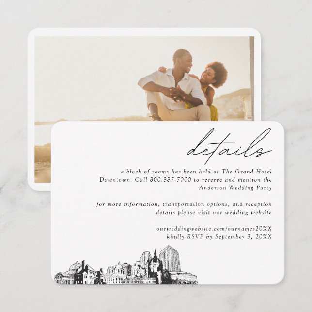 Zimmerdetails des St. Paul Wedding Hotels Begleitkarte (Vorne/Hinten)