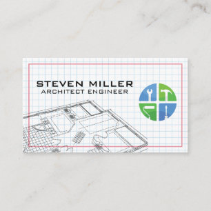 Zimmereinrichtung Architektenlogo Gitterlinien Visitenkarte