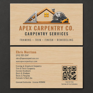 Zimmermann Holz QR Code Professional Visitenkarte