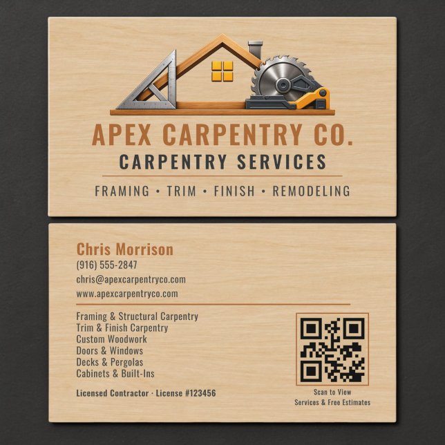 Zimmermann Holz QR Code Professional Visitenkarte (Von Creator hochgeladen)