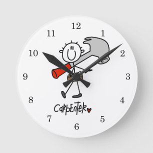 Zimmermann mit Hammer Runde Wanduhr