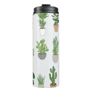 Zimmerpflanzen, vintage Doodle-Muster Thermosbecher