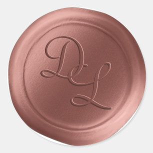 Zimt 2-Letter-Monogramm-Wachs-Siegel-Aufkleber Runder Aufkleber