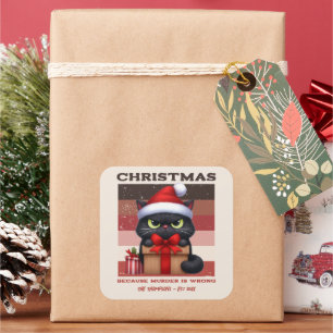 Zimt-Kakao-lustige Katze Retro-Weihnachten Quadratischer Aufkleber