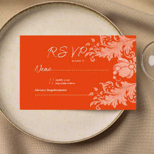 Zimt orange weiße Blumenlace RSVP Einladung