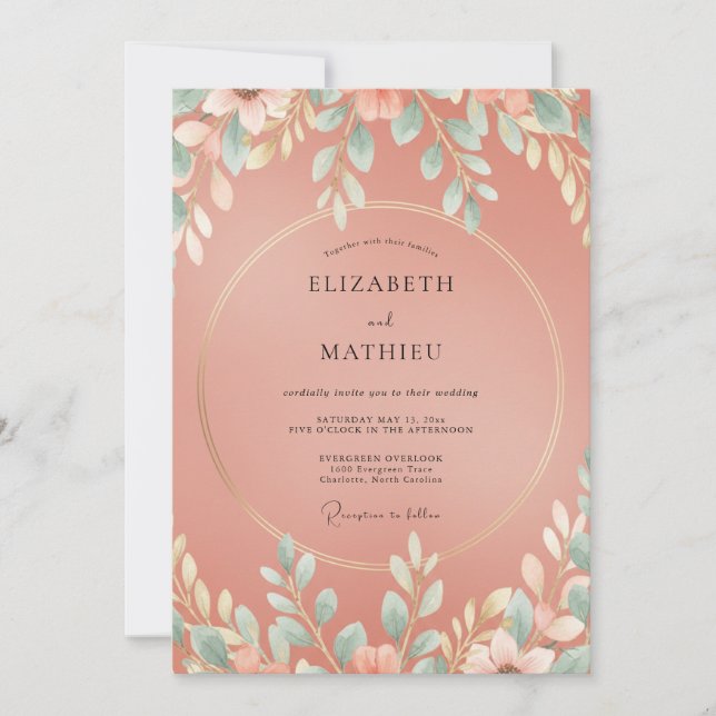 Zimtblättrige Hochzeit Einladung (Vorderseite)