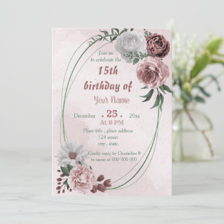 Zimtgebirge Rose, geometrisch weiß, floral Einladung