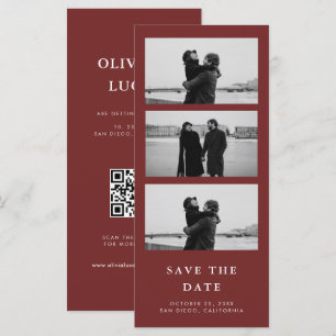 Zimtrote Foto-Streifen-QR-Code-Hochzeit