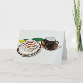 Zimtschnecke und Cappuccino Karte