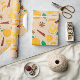 Zimtsticks, Orangen, Star Anise Fall Nahtlos Geschenkpapier
