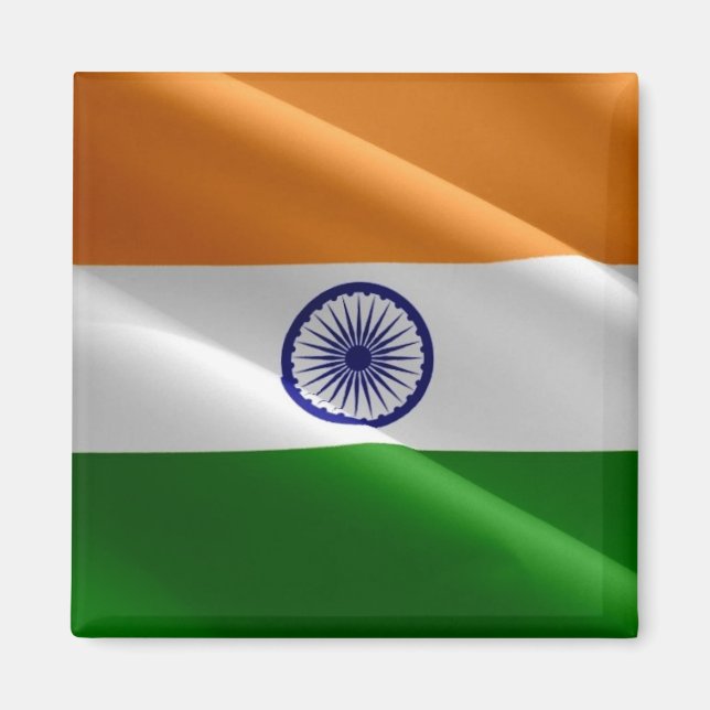 zIN002 Indischer schwellender FLAG Indien, Kühlsch Magnet (Vorne)