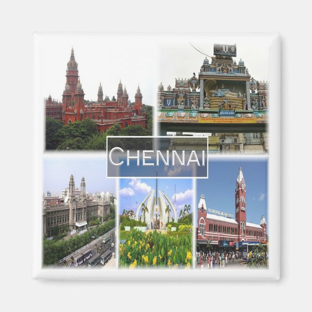 ZIN012 CHENNAI MADRAS, Indien, Asien, Kühlschrank Magnet (Vorne)
