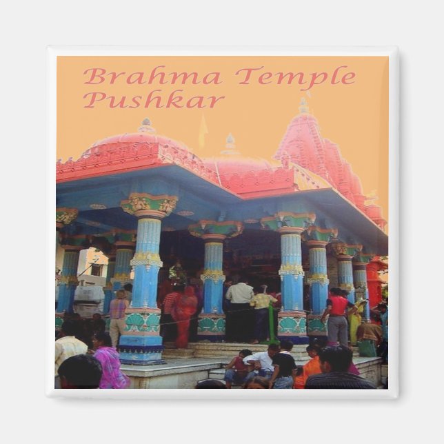 zIN20 Brahma Temple PUSHKAR, Indien, Asien, Kühlsc Magnet (Vorne)