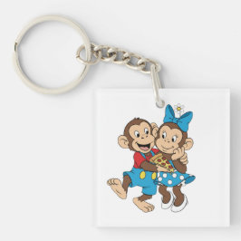 Zina and Mimo with a slice of pizza. Schlüsselanhänger