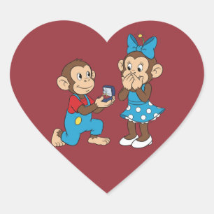 Zina und Mimo und der Heiratsantrag Herz-Aufkleber