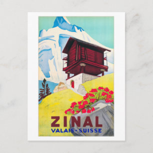 Zinal Schweiz Vintage Poster Restauriert Postkarte