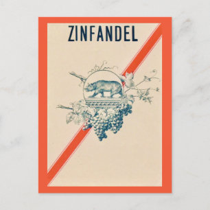 Zinfandel Bear Wine Postcard Postkarte