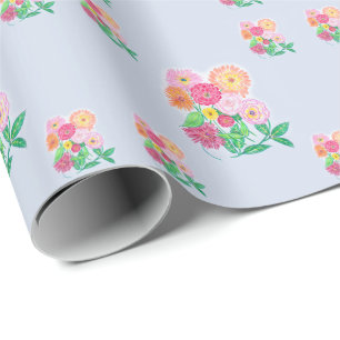 Zinia Blume Mix Pencil Zeichnend Farbhintergrund Geschenkpapier