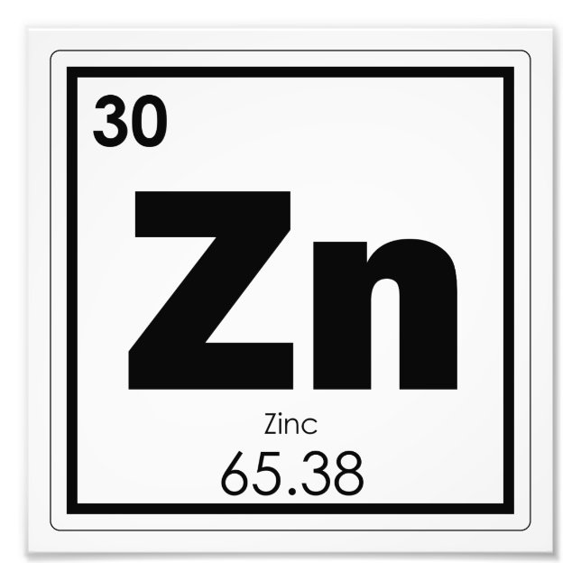 Zink-chemisches Element-Symbol-Chemie-Formel Fotodruck (Vorne)