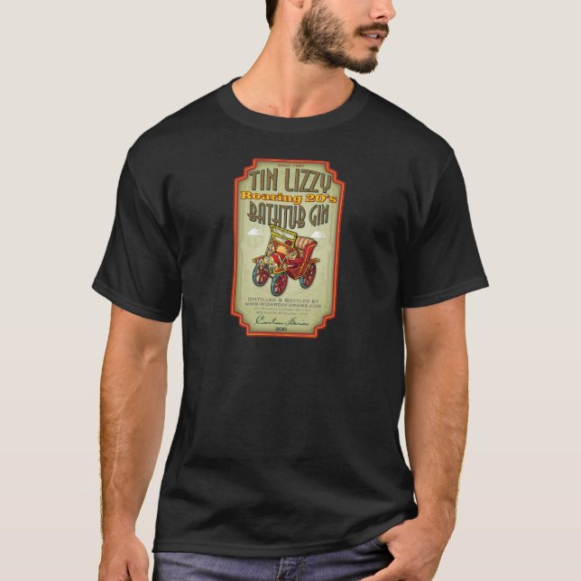 Zinn Lizzy Badewannen-Gin T-Shirt (Vorderseite)