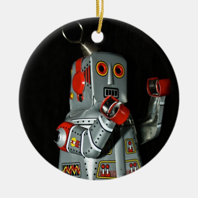 Zinn-Roboter-Verzierung Keramik Ornament (Vorne)