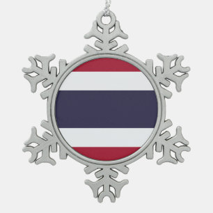 Zinn-Schneeflocken-Ornament mit thailändischer Fla Schneeflocken Zinn-Ornament