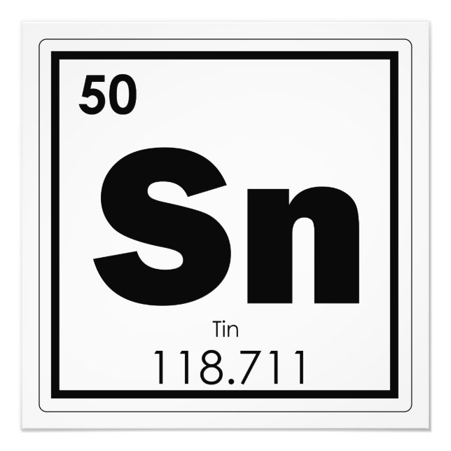Zinn-Symbol-Chemieformel Geek Fotodruck (Vorne)