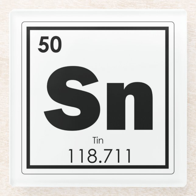 Zinn-Symbol-Chemieformel Geek Glasuntersetzer (Vorderseite)