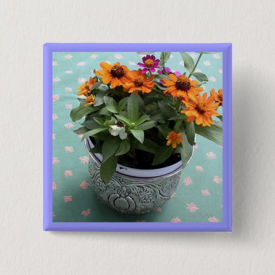 Zinn-Topf-Gänseblümchen Quadratischer Button 5,1 Cm