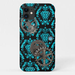 Zinn- und Türkis-Steampunk-Kasematt iPhone 11 Hülle