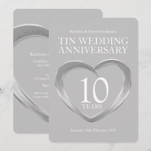 Zinnene 10. Hochzeitstag Herzparty-Einladungen Einladung