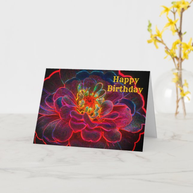 Zinnia Abstrakte Blume Kunst, Dichtung und Musik Karte (Gelbe Blume)